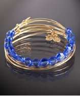 style #313032801 set of 4   gold and sapphire beaded expandable wire 