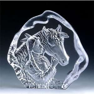  Engraved Lead Crystal    Indian/Horse