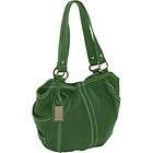 FREE SHIP Tignanello Leather Handbag Power Pebble Round Shopper Green 