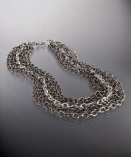 Savitt silver multiple layered chain necklace   