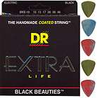 DR Black Beauties Electric Strings & 25 Guitar Picks BKE 10 Coated 