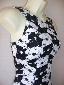 ADRIANNA PAPELL Black/White Cotton Floral Dress 10 NWT  