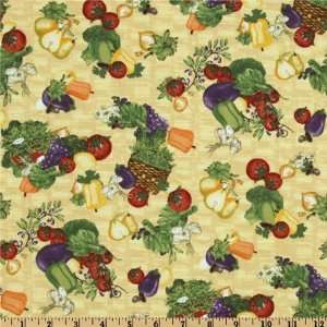 44 Wide Potpourri Tossed Vegetable & Fruit Multi/Cream Fabric By The 
