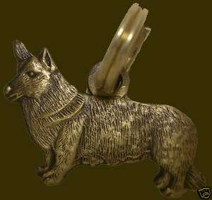Cardigan Welsh Corgi dog collar tag key chain Brass  
