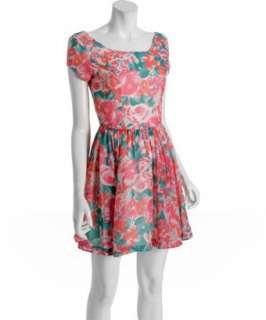 style #303504501 pink floral georgette Estelle short dress