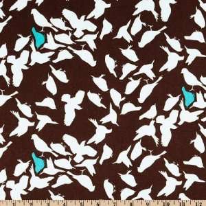  44 Wide Nature ology Flock of Birds Brown Fabric By The 