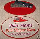 RED HAT hi society (Personalized) name badge / tag #134