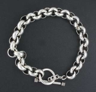   Round Rolo Link 7mm 925 Sterling Silver Mens Chain Bracelet  
