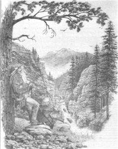   Mountain Men Western Charcoal Drawn Art Work Prints 12x9 Set of 8