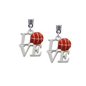  Silver Love with Basketball Clear Swarovski Post Charm 