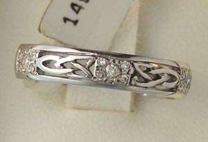 14K White Celtic Knot Wedding Rings with DIAMONDS Irish Made by 