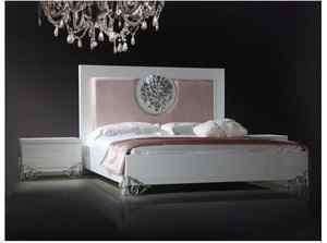 EMMA modern WHITE lacquer BED flower emblem ELEGANT contemporary 