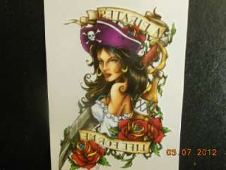   LIFE FOR ME PRETTY LDAY WITH SWORD & ROSES   TEMPORARY TATTOO 16045
