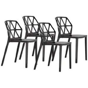  Set of 4 Zuo Juju Black Outdoor Dining Chairs