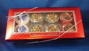 VILLAGE CANDLE Pack 8 Votive Candles HOLIDAY GIFT SET  