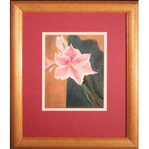 Pink Lily Stems   Pastel   Rose Brown   24x28 
