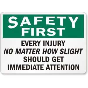  Safety First Every Injury, No Matter How Slight, Should 