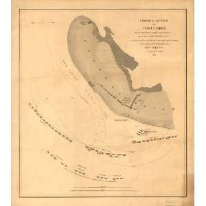 Civil War Map Order of attack on Fort Fisher by the Squadron under 