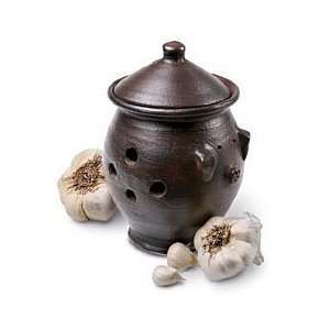 Pomaireware Pig Faced Clay Garlic Keeper with Lid  Kitchen 