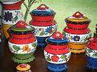 FLORAL CANISTER SET Blue Red Yellow Green Kitchen Decor