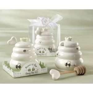 Ceramic Honey Pot with Wooden Dipper Favor   Meant to Bee  