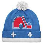Quebec Nordiques Mitchell and Ness Jersey Stripe Cuffed Pom Knit 
