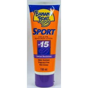 Banana Boat Sport Sunscreen Lotion SPF 15, 4 Oz / 118 Ml (Pack of 8)