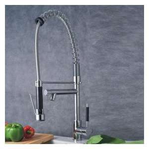  Solid Brass Spring Kitchen Faucet with Two Spouts (Chrome 