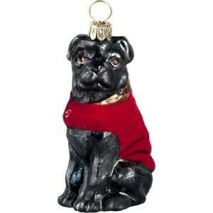  Joy to the World Blk pug Diva dog Christmas ornament