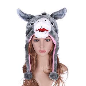 Cartoon Animal Grey Donkey Adult Plush Hat Cap H1407  