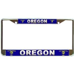  Oregon Or State Flag Chrome Metal License Plate Frame 