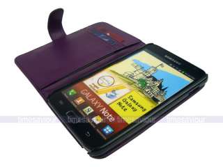 Purple Leather Case Cover for Samsung Galaxy Note with Inner Card Slot 