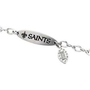 Stainless Steel New Orleans Saints Team Name and Logo Bracelet   7.5