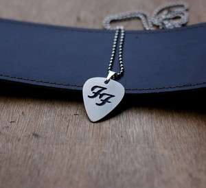 Hand Made Nickel Silver Foo Fighters Guitar Pick with Necklace  