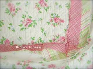April Cornell Pink Rag Cottage Rose Full Queen Quilt Bed Set Shabby 3 