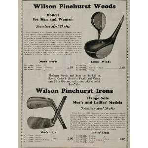 1937 Ad Vintage Golf Wilson Pinehurst Wood Iron Club   Original Print 