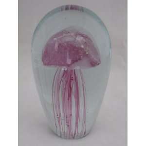  Pink Glass Jellyfish Paperweight 6 (Glow in Dark) With 3 