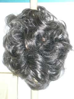 Dark Brown & 60% Silver #44 Curly Hair Piece  Scrunchie wig NWT  