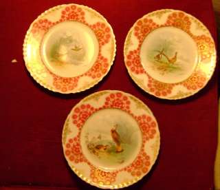 Theodore Haviland & Cie Limoges Bird Game Plates Signed L Martin Ca 