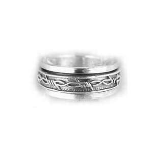 Sterling Silver Barbed Wire Spin Motion Ring Size 4(Sizes 4,4.5,5,6,6 