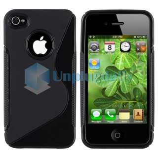 Black S Cover+Chargers+Privacy Guard+Cable For iPhone 4  