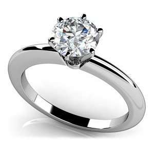 18k White Gold, Six Prong Solitaire Ring, 0.75 ct. (Color GH, Clarity 