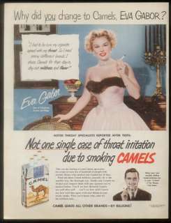 1952 Eva Gabor photo Camel cigarette print ad  