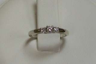 14K White Gold Three Stone Diamond Engagement Ring  