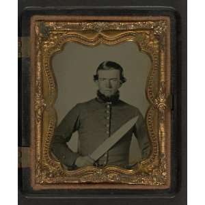   soldier in Confederate uniform with Bowie knife