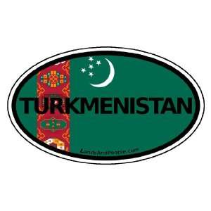 Turkmenistan Flag Car Bumper Sticker Decal Oval