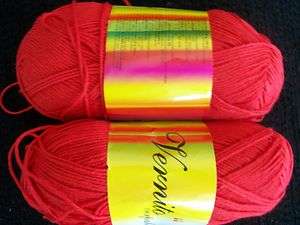 Vernito cotton blend yarn, red, lot of 2  
