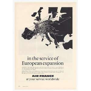 1973 Air France Airlines Europe Route Map Print Ad (23534)  