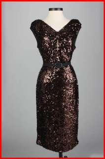 St John Knits Couture Novelty Knit Mahogany Dress Size 8 NWT  