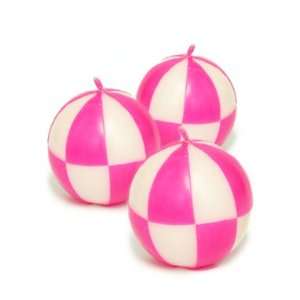 Ball Candles Unscented 3 Inch Diameter 3 Piece, Pink